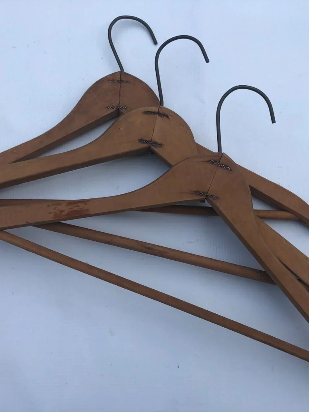 Vintage Wooden Advertising Coat Hanger Victor Cleaners - Lot of 3